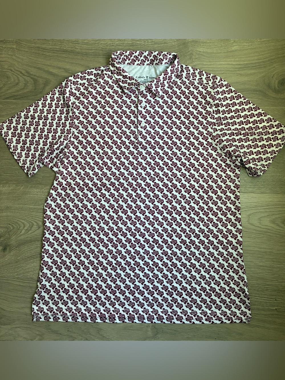 Cobalt & Ivory Texas A&M Aggies Golf Polo Shirt Mens Size M White Maroon
